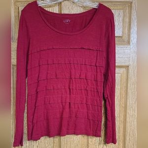 LOFT Long Sleeve Red Top